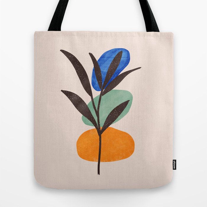 Balancing Act — Minimalist Plant and Stones Art Tote Bag by Nature Life
